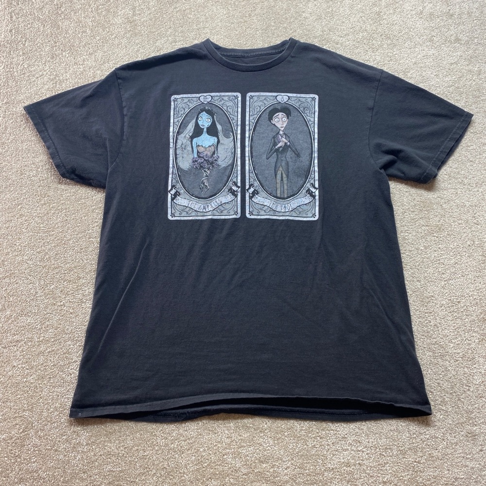 Corpse Bride Tarot Card Shirt Mens XL Black Burton Film Movie Graphic‎ Tee